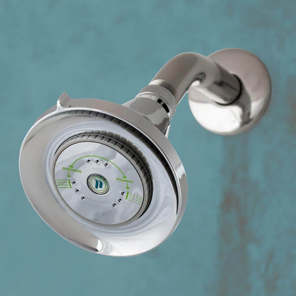 Chrome Adjustable Round Fixed Shower Head with Self-Cleaning