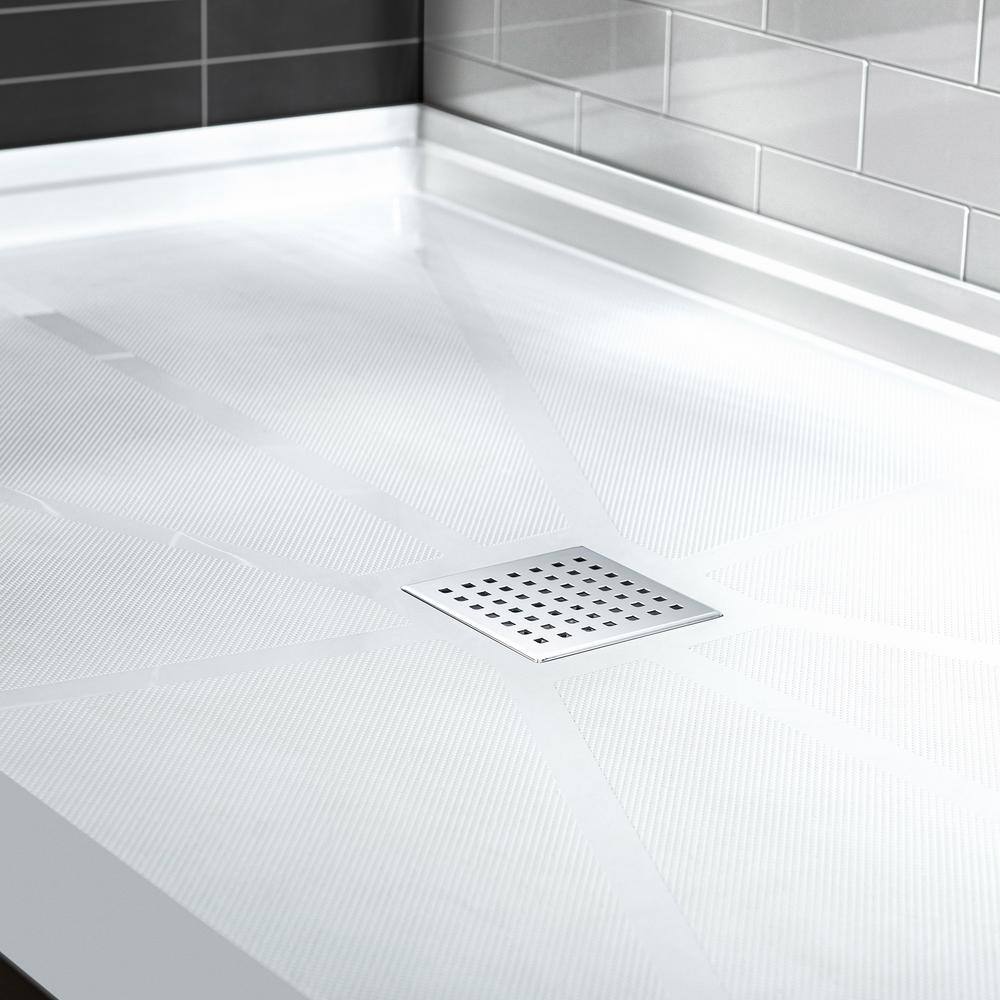 48" White Solid Surface Rectangular Shower Pan with Center Drain