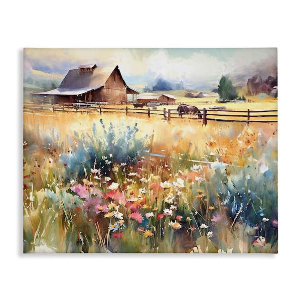 Horse in Farmhouse Meadow by Ramona Murdock Unframed Graphic Art Print Nature 40 in. x 30 in.