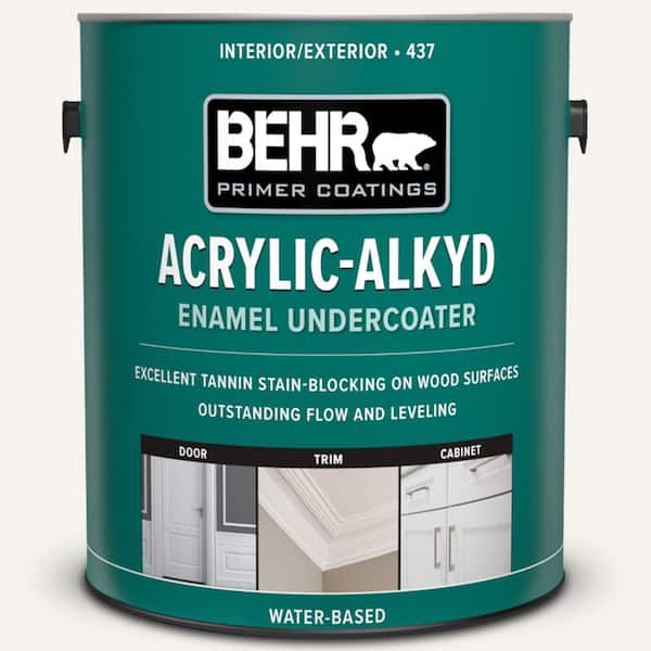 BEHR 1 Gal. White Acrylic Alkyd Interior/Exterior Enamel Undercoated Primer