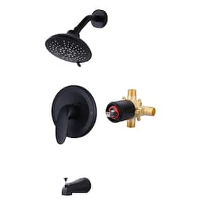 Single Handle 5-Spray Tub and Shower Faucet 1.8 GPM with Round Shower Faucet in. Matte Black (Valve Included)
