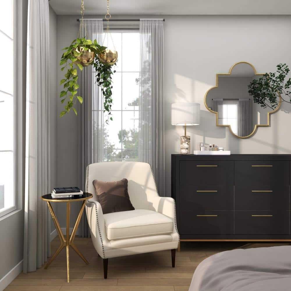 Set of 2 Gold Metal Hanging Planters with Chains