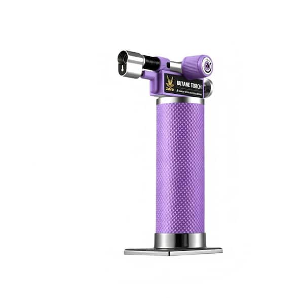 Metal, Purple Butane Torch Lighter with Dual Flame, Adjustable Flame, Refillable, For Baking (Butane Not Included)