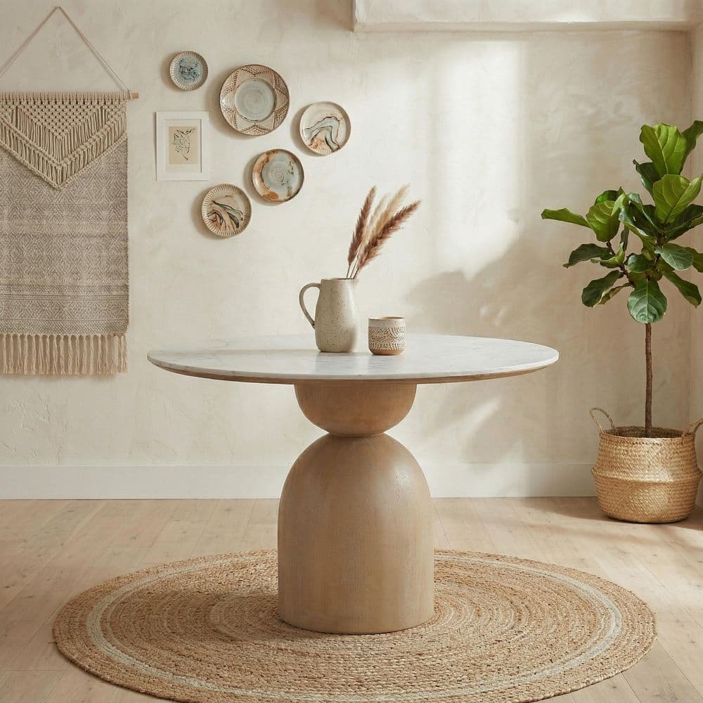 Furniture of America Gwen Natural and White Engineered Stone Top