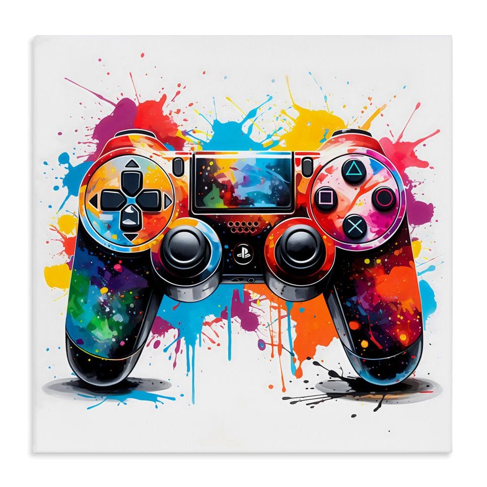 Playful Bright Game Controller Canvas Wall Art 24 in. x 24 in., design by Creative Studio
