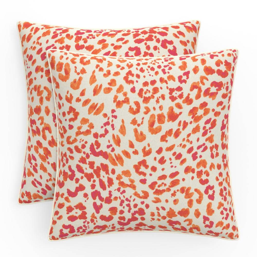 Pillow Perfect Abstract 16.5 in W x 5 in H Outdoor Accent Throw Pillows 2-Count in Sunny Spot Papaya