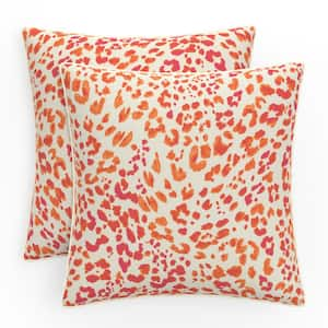 Abstract 16.5 in W x 5 in H Outdoor Accent Throw Pillows 2-Count in Sunny Spot Papaya