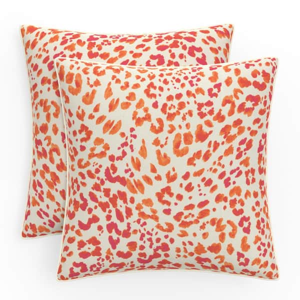 Pillow Perfect Abstract 16.5 in W x 5 in H Outdoor Accent Throw Pillows 2-Count in Sunny Spot Papaya