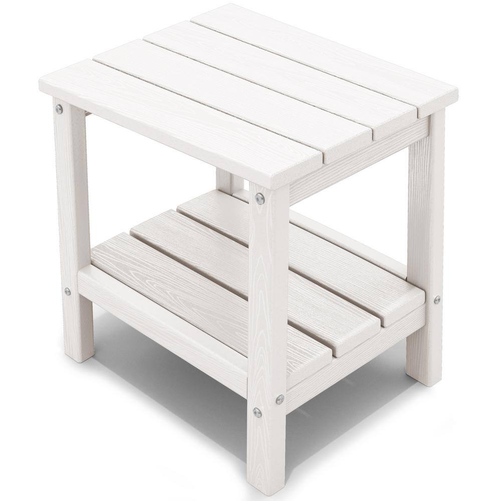 JEAREY White Rectangle Resin Outdoor Side Table SCCJ-White - The Home Depot