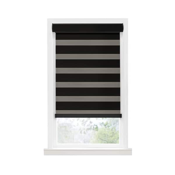 ACHIM Celestial Black Cordless Room Darkening Double Layered Polyester Roller Shade 48 in. W x 72 in. L