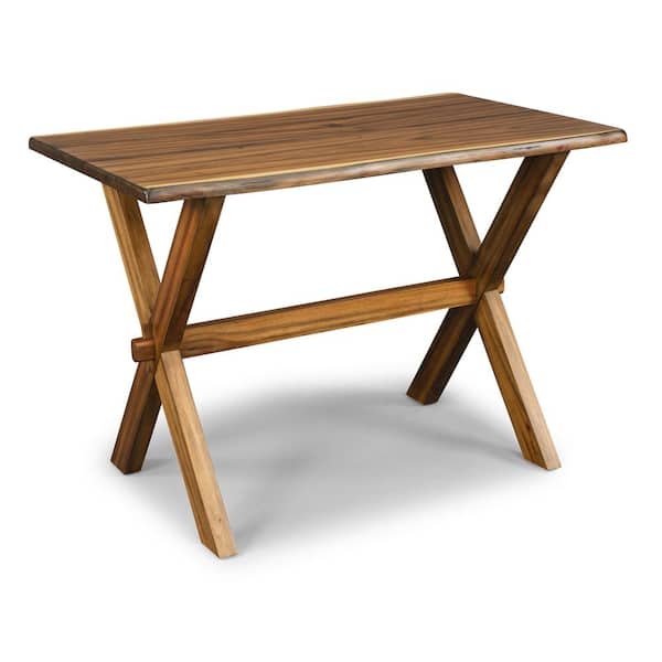 HOMESTYLES Forest Retreat Live Teak Wood Brown High Dining Set Table & 4 Stools