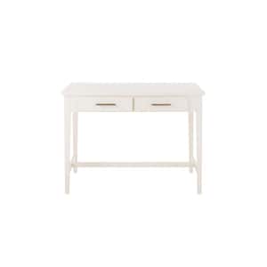 42 in. Rectangular Ivory 2 Drawer Writing Desk with Built-In Storage