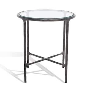 Jessa 18 in. Black Round Glass End Table