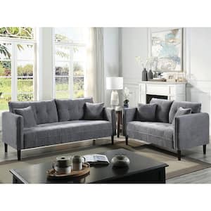 Arbusto 2-Piece Chenille Top Dark Gray Sofa Set