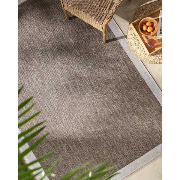 Miami Beach Dark Brown Traditional Solid Color  2 ft. x 3 ft.   Indoor/Outdoor Area Rug