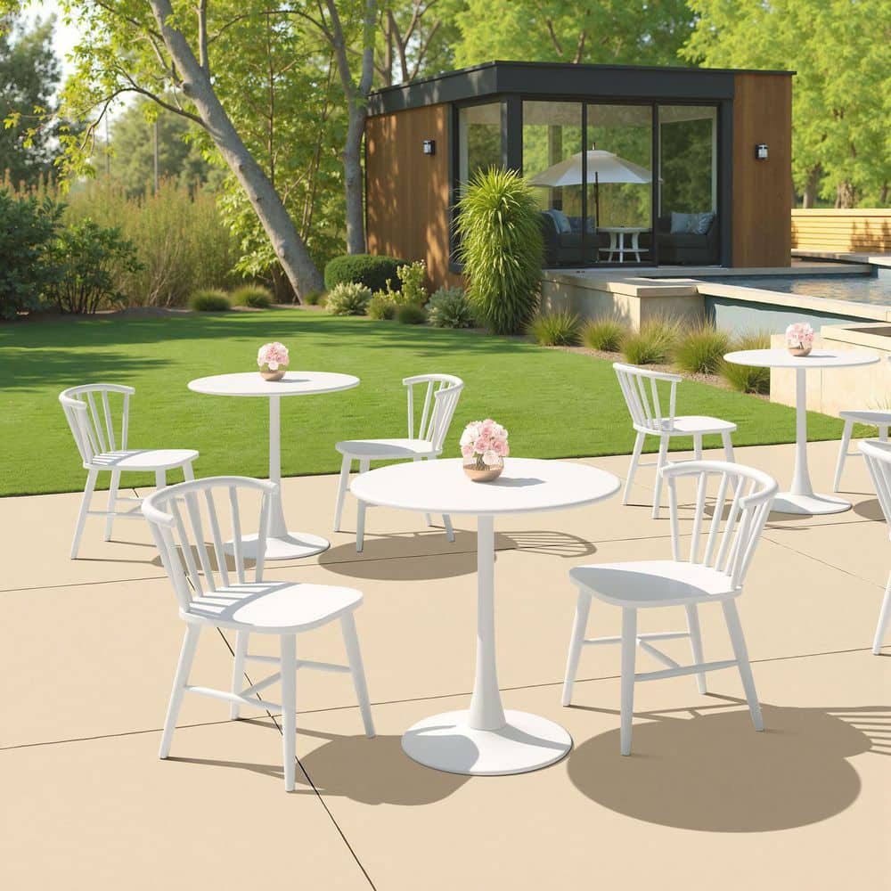 29.1 in. H White Slat High Back Armless Dining Chair Set of 2
