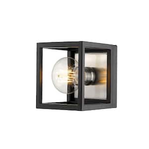 5.75 in. Matte Black and Brushed Nickel Sconce
