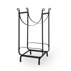 Outdoor Iron Firewood Log Rack in Black