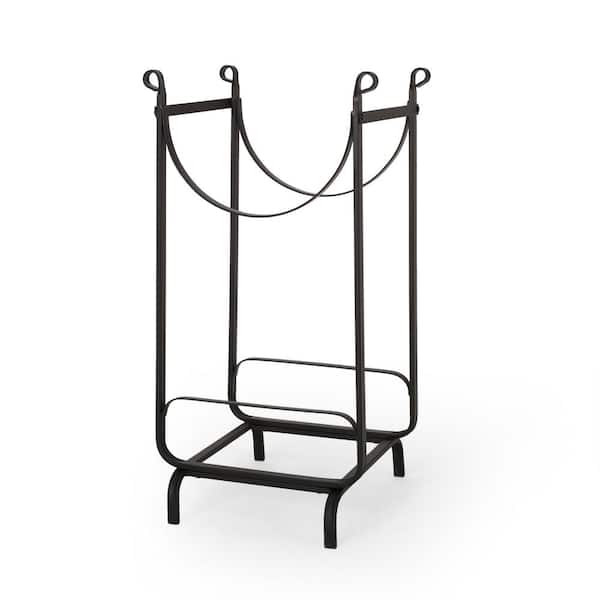 Sungrd 17 in. W x 30 in. H Outdoor Iron Firewood Log Rack in Black