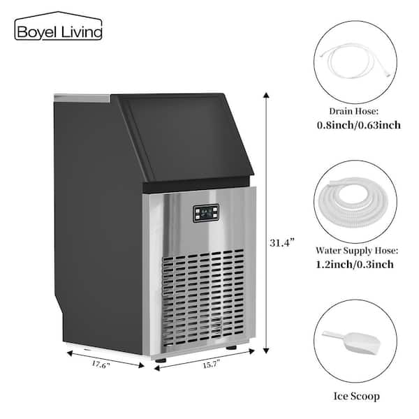 E EUHOMY IM-06S, 26 lbs in 24 Hours, Self-Clean, Countertop Ice Maker -  Silver