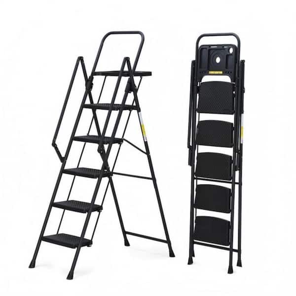Miscool Anky 5-Step 10 ft. Reach Height Iron Step Stool 500 lb. Load Capacity