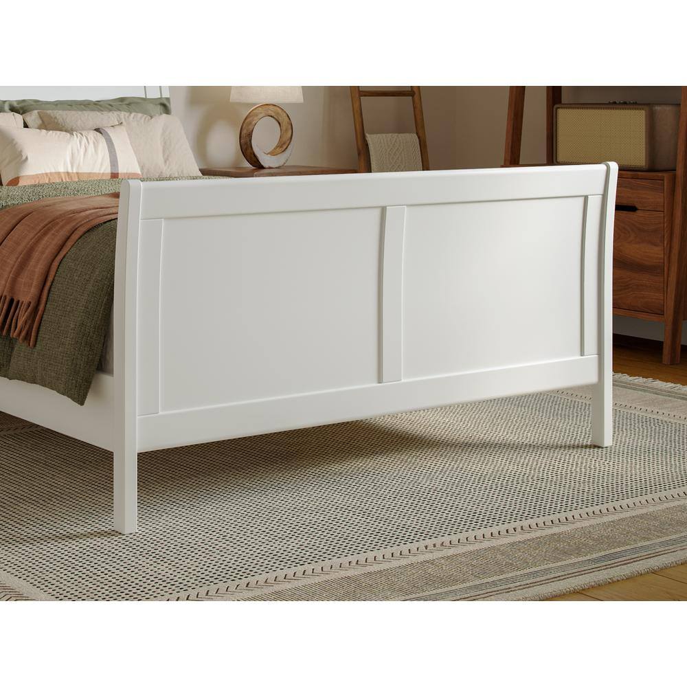 Valencia White Full Sleigh Platform Bed with Wood Frame