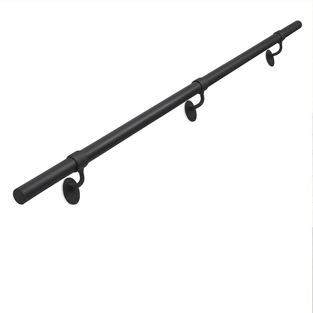 8 ft. Aluminum Indoor Metal Hand Rails for Stairs Wall Mounted Black Industrial Safety Non-Slip Handrail price history on PriceWatchPro