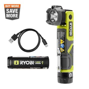 USB Lithium Cordless Pivoting 625 Lumens Rechargeable Head Flashlight Kit with 2.0 Ah Battery and Charging Cable