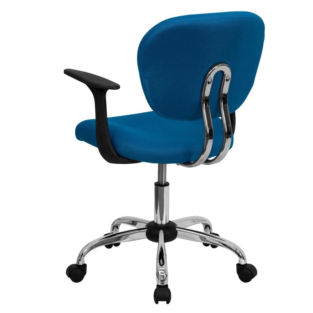 Turquoise Mid-Back Mesh Swivel Task Chair with Chrome Base