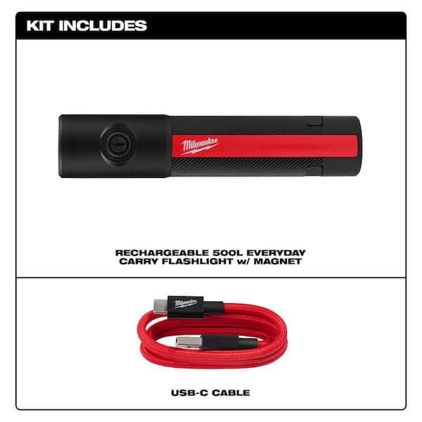 500 Lumens EDC Everyday Carry Internal Rechargeable Flashlight with Magnet