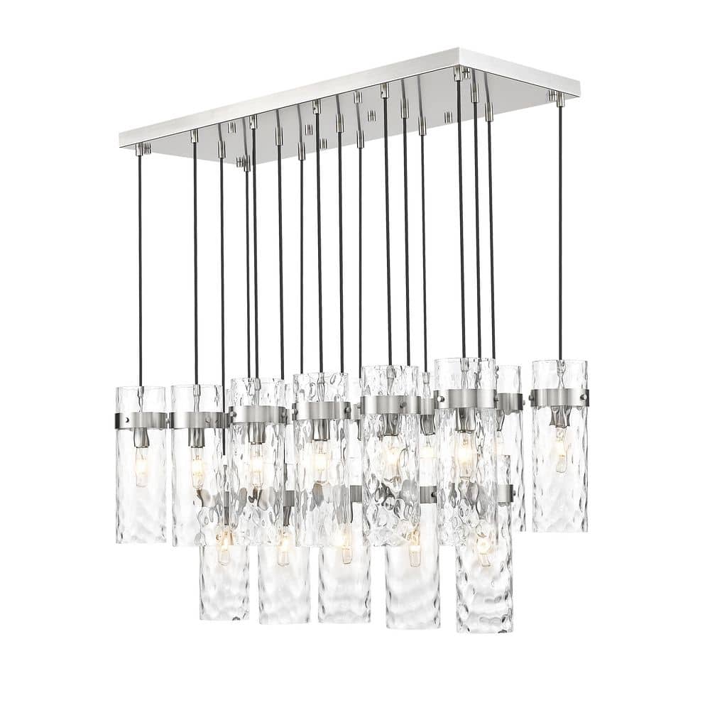 Fontaine 17 Light Brushed Nickel Linear Chandelier for Indoor Use with No B