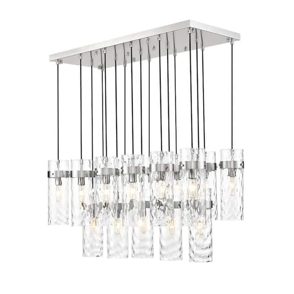 Unbranded Fontaine 17 Light Brushed Nickel Linear Chandelier for Indoor Use with No Bulbs Included