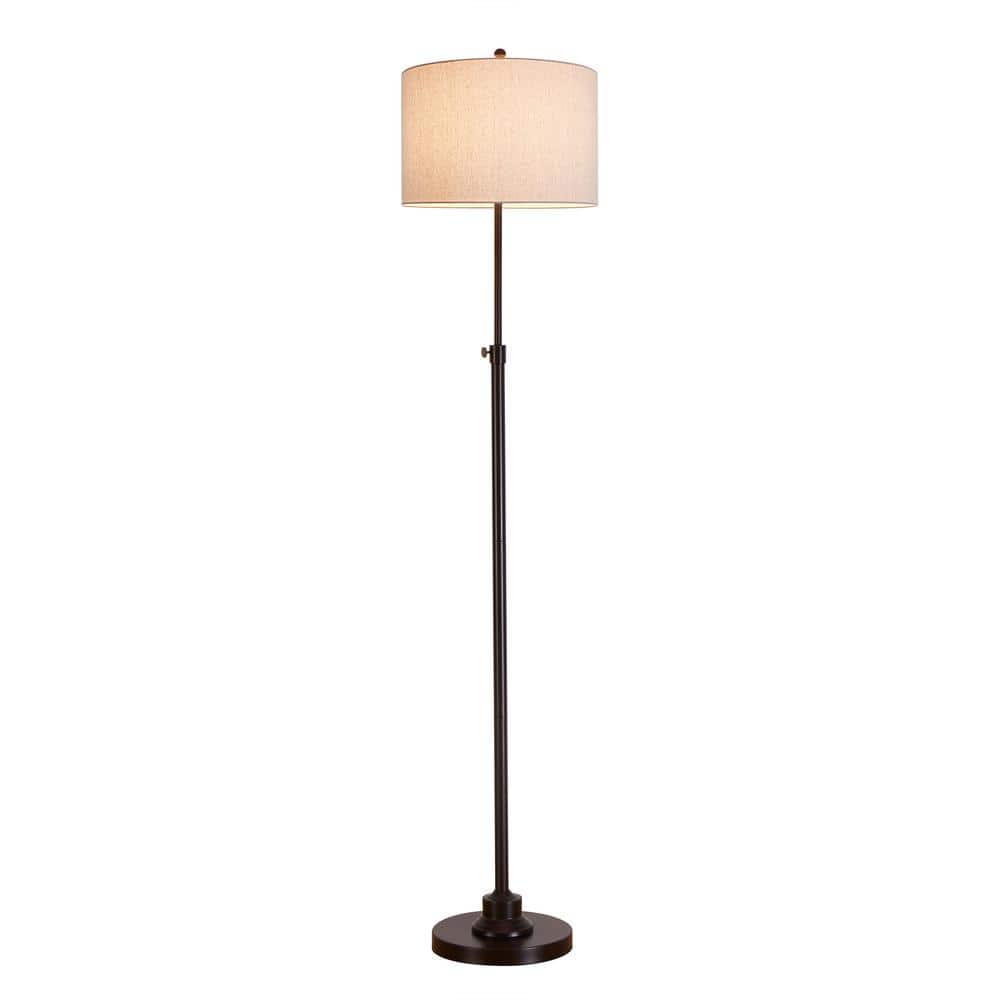 Bronze Adjustable 63.5" Floor Lamp with Fabric Shade