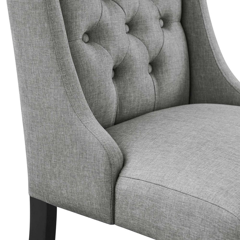 Elegant Parsons Side Chair in Light Gray with Button Tufting