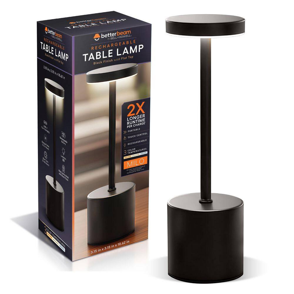 Milo 10.6 in. Black Classic Rechargeable Integrated LED Table Lamp price history on PriceWatchPro