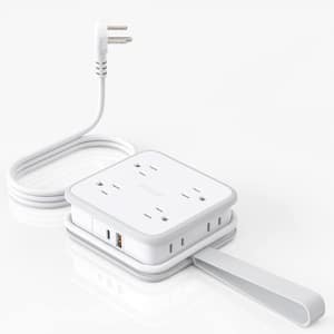 White 10 Amp Tamper Resistant Extension 5 ft. Extension Outlet with 8 AC Outlets with 1 USB-A and 1 USB-C Ports