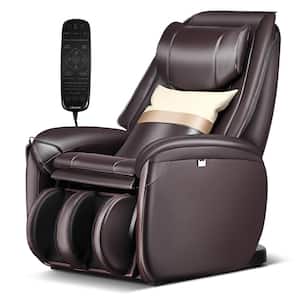 Brown Faux Leather Full Body SL Track Zero Gravity Massage Chair with Pillow Reversible Footrest Heat