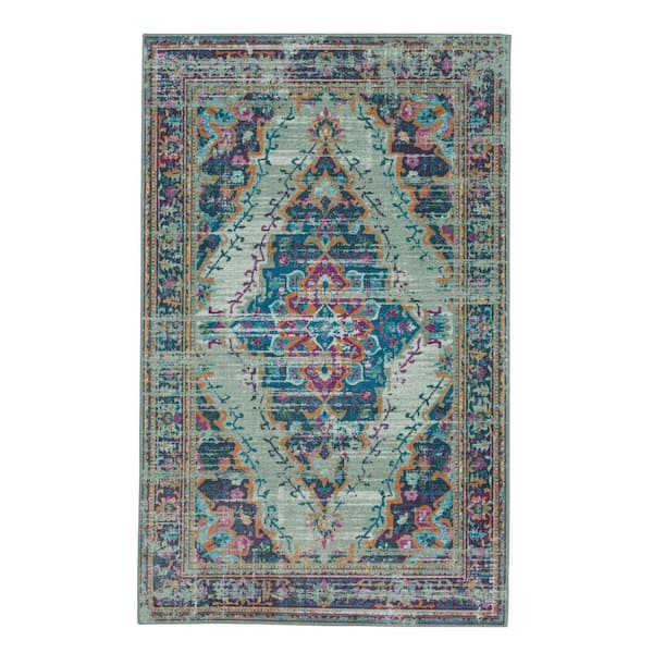 Mohawk Home Kellen Teal 5 ft. x 8 ft. Oriental Area Rug