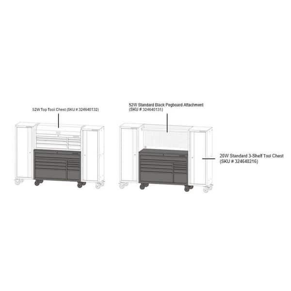 Husky - Modular Tool Storage 52 in. W x 20 in. D Standard Duty Black Mobile Workbench Cabinet