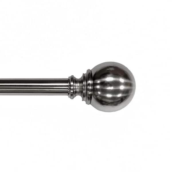 Lumi Home Furnishings 36 in. - 72 in. Telescoping Single Curtain Rod 1 in. Dia in Brushed Nickel with Ball Finials