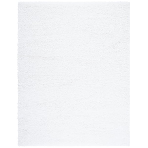 Polar Shag 11 x 15 White Solid Area Rug