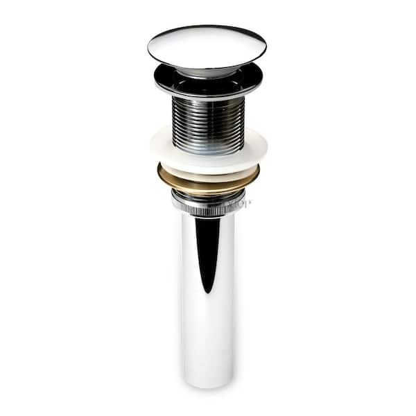 LUXIER 1-5/8 in. Brass Bathroom and Vessel Sink Push Pop-Up Drain Stopper with No Overflow in Chrome