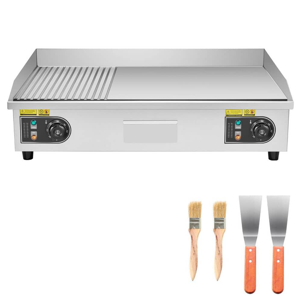 Commercial Electric Griddle, 28.54 x 15.75 in., 2800W, 122-570Â°F Adjustable Temp Control, 551.99 sq. in. Silver