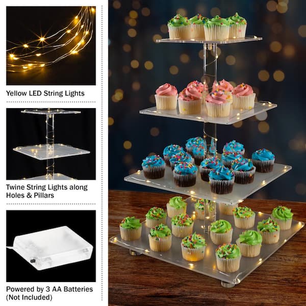 3-5 Tier Acrylic cake Display Stand Pastry Stand CupCake Hi Tea Holder Led  Light | eBay