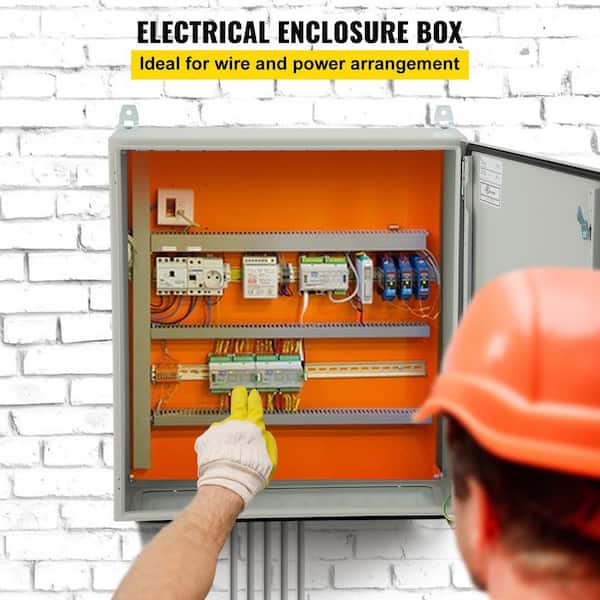 Electrical Enclosure, 24 x 24 x 12 in., NEMA 4 Outdoor Enclosure, IP65 Waterproof & Dustproof Cold-Rolled Carbon Steel
