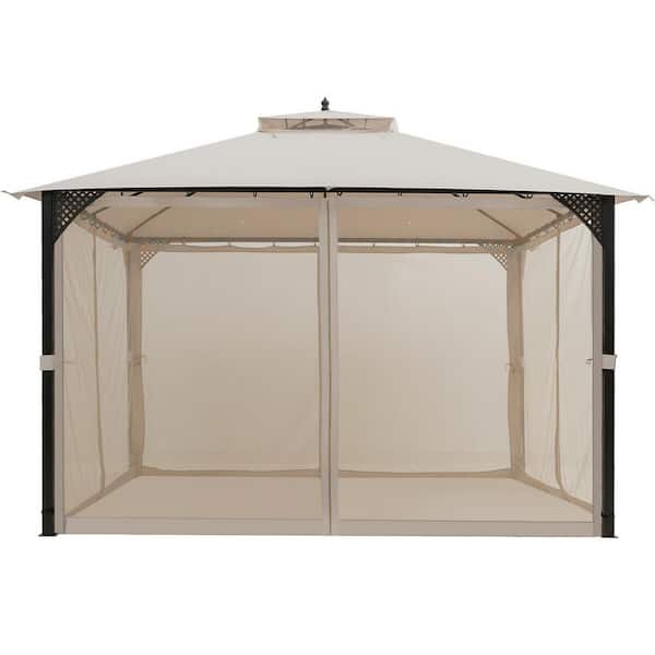 WELLFOR OP-HKY-70382BE 12 ft. x 10 ft. Outdoor Double Top Patio Gazebo Tent - 2