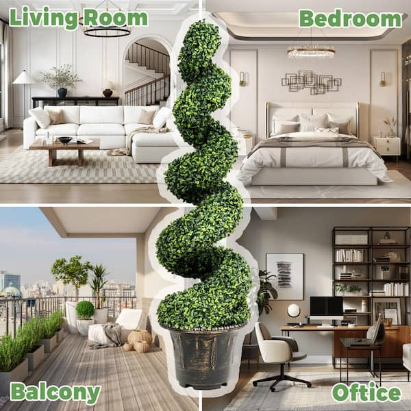 Artificial Tree in Geometric Spiral Pattern Planter, Fake Olive Silk Tree, Artificial Plant for Indoor and Outdoor outlets Home Decoration