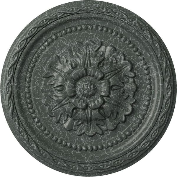 Ekena Millwork 11-1/2" x 1" Palmetto Urethane Ceiling Medallion, Athenian Green Crackle