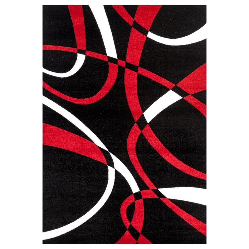 Red Polypropylene 6 ft. 5 in. x 9 ft. Geometric Indoor Area Rug