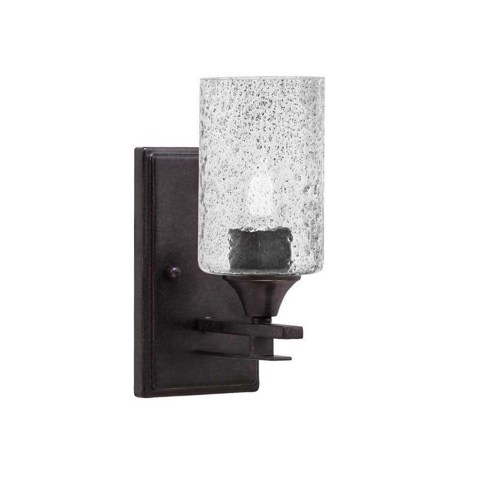 Ontario 1-Light Dark Granite 4 in. Wall Sconce with Smoke Bubble Glass Shad